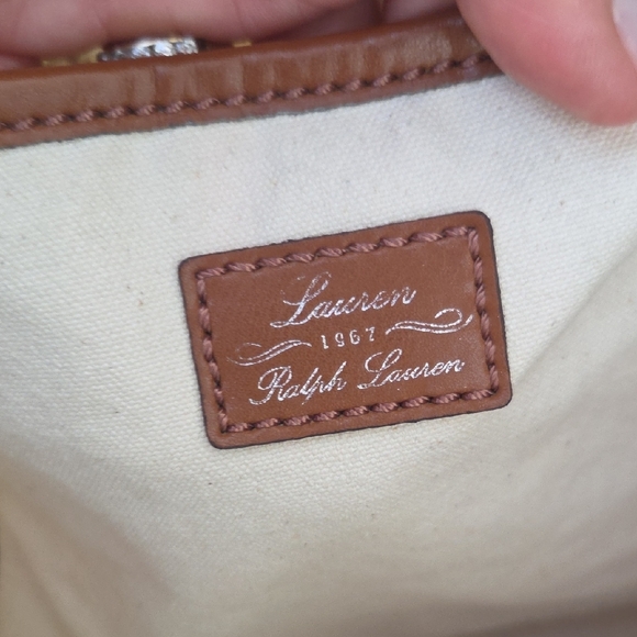 Lauren Ralph Lauren Nautical Sailors Canvas Leather Crossbody Satchel Purse Bag - Picture 13 of 14